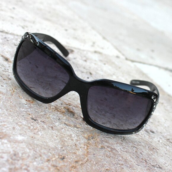 Silver Dashing Horses Sunglasses in Black w/Rhinestone Accents main image 11